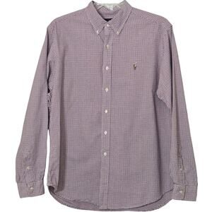 Ralph Lauren Button Down Oxford Shirt XL Red White Blue Check Plaid Classic Fit
